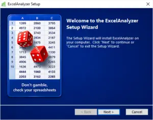 ExcelAnalyzer Setup Wizard welcome screen